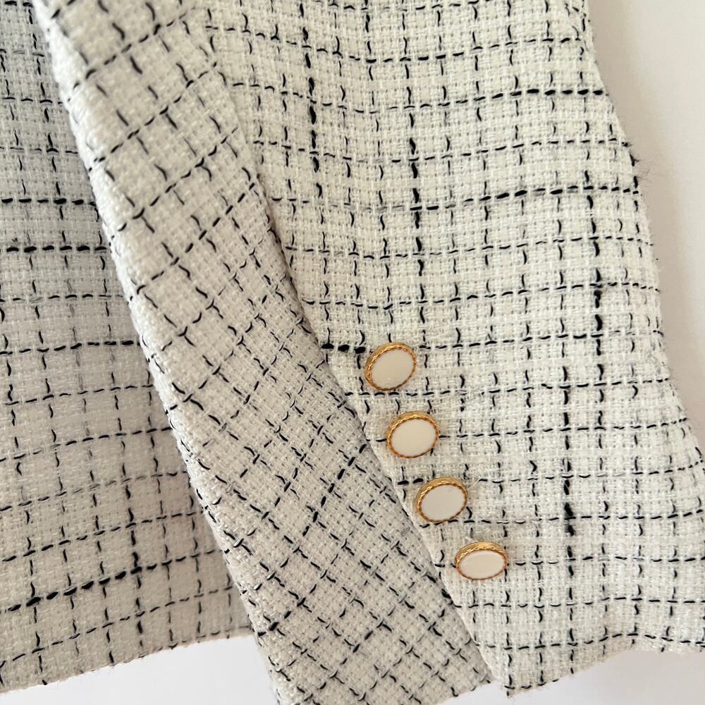 Reformation Womens Terra Tweed Jacket White Size 12 - Picture 7 of 10